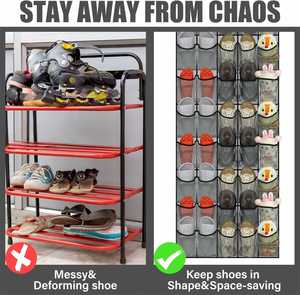 Over the Door Shoe Organizer 40 Large Mesh Pockets Large Capacity Hanging Shoe Rack Grey Behind Door Storage for Dorm Closet <b>Bag</b> - Product Image 3