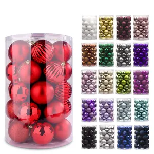 Nouveau 4/6/8cm décorations de Noël peintes ornements boule de Noël en plastique ornements de navidad fournitures de décoration de noël