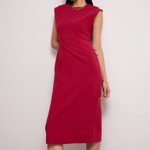 Vestido Midi de Columna con Mangas Cortas y Paneles para Mujer, Elegante, Verano 2025, Superventas, Uso Diario, Fabricante - Product Image 1