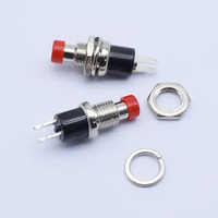 Interrupteur à bouton-poussoir momentané PBS-10B 10 mm, étanche IP65, 2NO, double contact, commande industrielle, tête bombée, borne à souder