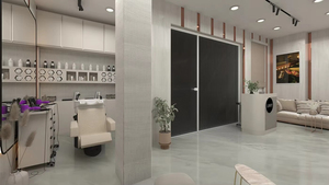 Professional Barber <b>Work</b> <b>Station</b> with Wall Mirror | Custom Hair Salon Furniture & Barbershop Design - Product Image 5