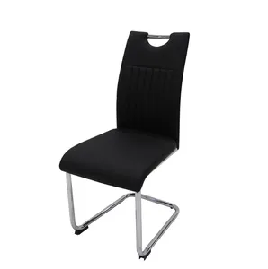 Stackable Современный итальянский Металл Нержавеющая сталь ноги Искусственная кожа обивка обеденная стулья EC79