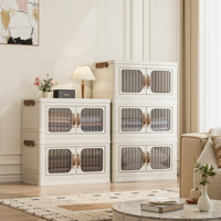Armoire de rangement pliable en plastique PP de 45 cm avec portes magnétiques doubles, organiseur de vêtements, contenants de rangement pour la maison et la cuisine