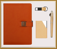 Ensemble de cadeaux promotionnels personnalisés carnet de notes en cuir stylos journal porte-clés en cuir personnalisé porte-cartes de visite ensemble cadeau pour journal