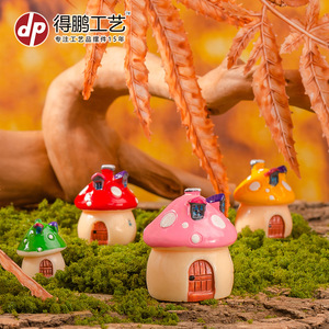 Dp Mushroom House Resin Craft Miniature Garden Decor Home Decoration Artistic <b>Ornament</b> - Product Image 2
