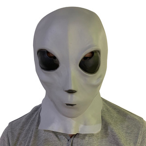 Masque en latex vert Alien, masque intégral en émulsion, accessoire de costume de fête unisexe - Product Image 2