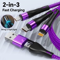 Câble USB 3-en-2 à chargement rapide avec logo personnalisé, haute puissance, Type-C pour iPhone, scanner, écouteurs, conducteur en cuivre pur – Vente Flash