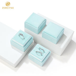 Boîtes d'emballage de bijoux de mariage en velours personnalisées Zebo en gros, boîtes d'emballage de luxe pour bagues et cadeaux - Product Image 1