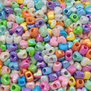 Acrylic Iridescent Heart <b>Large</b> Hole <b>Beads</b> for DIY Handmade Stringing Braiding Shoe Laces Bag Pendants Accessories Wholesale - Product Image 1