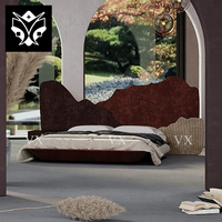 Lit king size de luxe moderne personnalisé tête de lit large ensemble de lit en tissu de velours lit king de luxe design