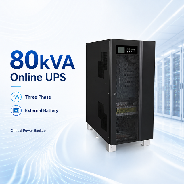 80kVA Three Phase Online UPS Industrial External Battery Backup for Hospital Medical Equipment Critical Load Power System