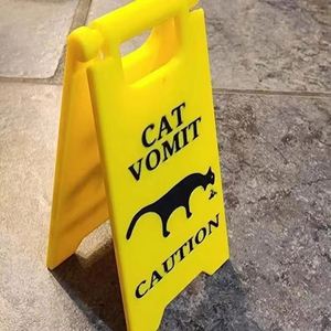 New Hairdressing Creative Cat Vomit Caution Sign Funny Dog Warning Sign <b>Party</b> Novelty for Gifts Home Desktop Decoration - Product Image 3