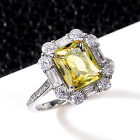 Conception géométrique chaude femmes jaune cristal cubique zircone anneaux pour la fête de mariage bijoux de mode grandes pierres gemmesGJZ0555