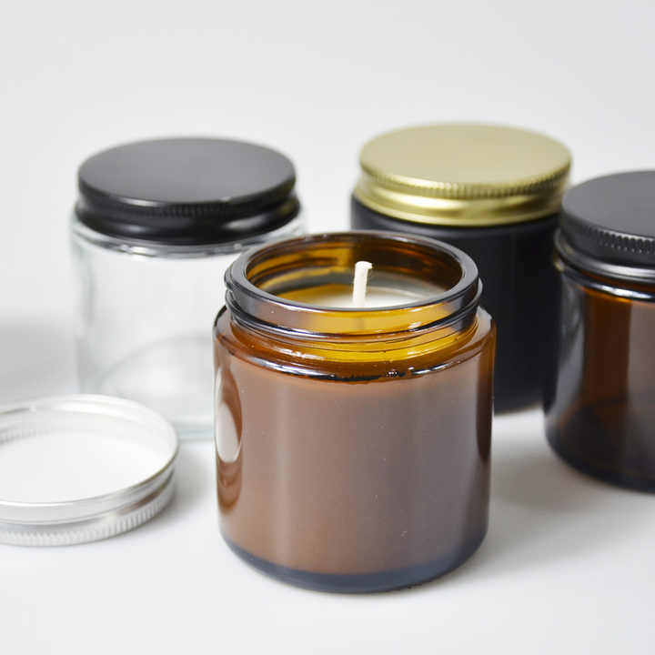 High-end Candle Jars - Eco-Friendly Amber Glass with Aluminum Lids