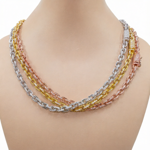 Certified 925 Sterling Silver Moissanite Tennis <b>Chain</b> Necklace <b>Gold</b> <b>Plated</b> Link <b>Chain</b> Unisex Jewelry - Product Image 1