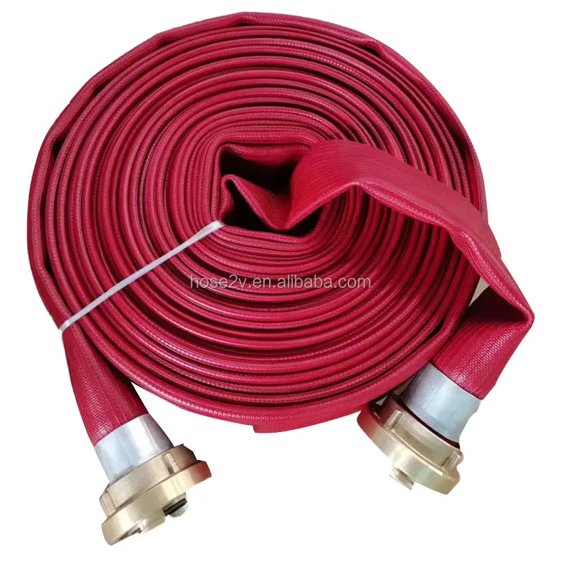 high pressure Rubber Fire Hose Durable Red Hose with Brass/aluminum Storz hose couplings Germany type for fire fighting 20bar