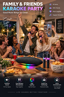 Haut-parleur karaoké sans fil double avec microphones et lumières RGB, enceinte Hi-Fi sans fil pour soirées à domicile et divertissement familial