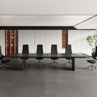 Table de conférence rectangulaire noire moderne, grande table de réunion de bureau pour 8 à 10 personnes