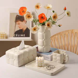Florero de cerámica para sala de estar con decoración de mesa estilo crema <span class=keywords><strong>Barcelona</strong></span> - Product Image 1