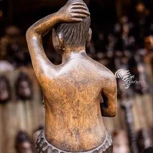 RENART AFRIKAN Escultura Tribal de Madera Tallada a Mano del Congo RDC, Estatua de Arte Africano Auténtico - Product Image 1