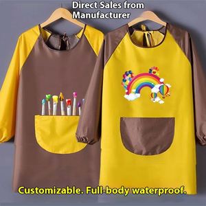 CUKH Salopette à manches longues tendance pour enfants, imperméable, automne-hiver, pour la maternelle, bavoir d'alimentation pour bébé en PVC - Product Image 2