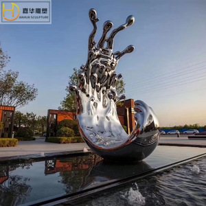 Jiahua Stainless Steel Wave Sculpture Large Outdoor Abstract Mirror Metal Garden Decoration Floor Mount Handmade - Product Image 2