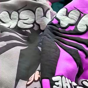 Sweat-shirts pour hommes de qualité supérieure, en denim lourd de 420 grammes, 100% coton, avec impression en relief de couronne noire - Product Image 2