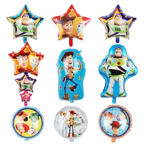 Toy story-globos inflables de helio para fiestas, figuras de dibujos animados de woody, buzz light, año, 4 Productos