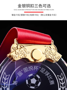 定制标志和挂绳新金银青铜玻璃水晶奖杯奖牌 - Product Image 6