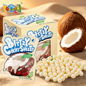 Bonbons à mâcher miniatures saveur noix de <span class=keywords><strong>coco</strong></span>, flexibles, OEM, halal, certifiés BRC, en sachet de 14g, vente au détail, durée de conservation de 18 mois, directement de l'usine - Product Image 1