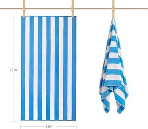 ผ้าขนหนูชายหาดขนาดกะทัดรัดผ้าไมโครไฟเบอร์รีไซเคิลสำหรับ100% ผ้าขนหนูชายหาดสีเหลืองลายทางแห้งเร็วเทคนิคพิมพ์ลายทรายฟรี - Product Image 1