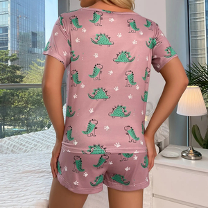 2 pezzi donna <span class=keywords><strong>dinosauro</strong></span> stampa Lounge indossa un bel Top t-shirt e pantaloncini <span class=keywords><strong>pigiama</strong></span> da donna QS1027G15 - Product Image 4