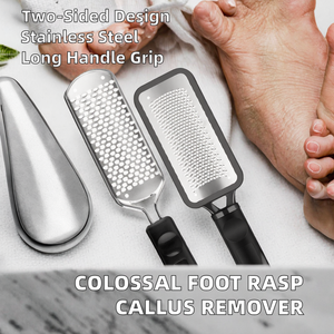 Râpe à pieds professionnelle Colossal pour éliminer les callosités, pédicure, acier inoxydable, manche long, double face, lime fine, grattoir de remplacement - Product Image 2