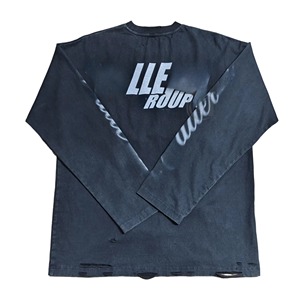 Camisetas de Manga Larga <span class=keywords><strong>Negras</strong></span> para Hombre con Cuentas, Estampado DTG Personalizado con Efecto Salado, Diseño Retro, Peso Pesado, Desgastado y con Rasgaduras - Product Image 2