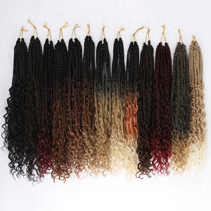 Treccine Sintetiche Ombre Bionde Pre-annodate da 18 Pollici con Capelli <span class=keywords><strong>Ricci</strong></span> all'Uncinetto, Treccine Box Braids Bohemian per Uso Quotidiano - Product Image 2