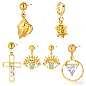 Minimalist Okyanus Titanyum Çelik 18 Ayar Gerçek Altın Kaplama Kaplumbağa Akuamarin Sallantılı Küpeler Kadınlar İçin Kararmaya Dayanıklı - Product Image 1