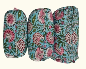 Traditional Floral Printed <b>Vanity</b> Pouch for Women Teal and Pink Ethnic <b>Makeup</b> Organizer Bag with Heritage Design 3 Piece Set - Product Image 2