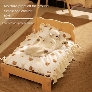 Cuccia per cani e gatti eco-friendly in cotone 100% rimovibile lavabile in legno massello quattro stagioni letto per animali domestici - Product Image 4