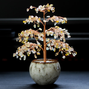 Rose Quartz <b>Crystal</b> <b>Tree</b> Ornament Pink Floral Home Decoration Gift Craft Decorative Plant - Product Image 2