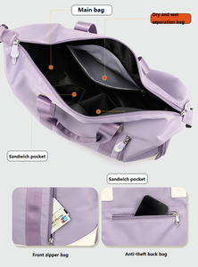 Grand sac de sport pliable personnalisé à imprimé tendance, sac de sport multifonctionnel imperméable, sac de voyage avec compartiment à chaussures - Product Image 3
