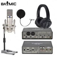 Interface audio de studio, moniteur d'enregistrement, microphone, casque, carte son domestique, kit d'équipement pour chant et diffusion