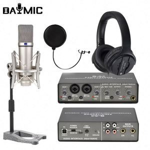 Interface audio de studio, moniteur d'enregistrement, microphone, casque, carte son domestique, kit d'équipement pour chant et diffusion - Product Image 5