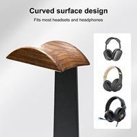 Support double pour casque et manettes de jeu 2-en-1 en bois de noyer, base de rangement peu encombrante, accessoires de jeu personnalisables pour