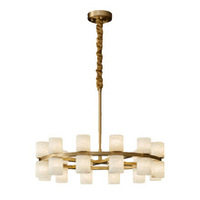 JYLIGHTING Proluxe Suspension en albâtre tout en cuivre Lustre rond moderne pour le salon Alimentation CA avec ampoule Source lumineuse