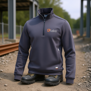 Sudadera Ttake Felpa Regular Gris con Cierre de Cremallera de un Cuarto para Trabajo - Product Image 3