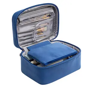 Factory custom Makeup Case Travel Cosmetic Case Professional Makeup Bag Organizer bag set Storage Bag with Adjustable Dividers