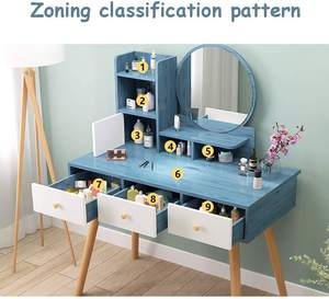 Salon mural rond pour femmes Nordic Small Window 9 Drawer Used Dressers Table Dressing Table Green - Product Image 5
