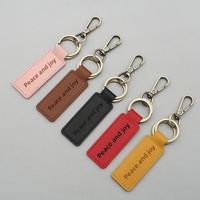 Porte-clés en cuir PU gaufré avec logo, style vintage, cadeaux d'affaires transfrontaliers, modèle pendentif de voiture, rectangulaire, 2 porte-clés