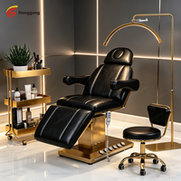Lit de beauté électrique de luxe à base dorée avec 3 moteurs, table de massage facial réglable pour spa