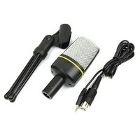 Microphone à condensateur 3,5 mm - Microphone portable léger en plastique/métal pour ordinateur de bureau, à directivité omnidirectionnelle